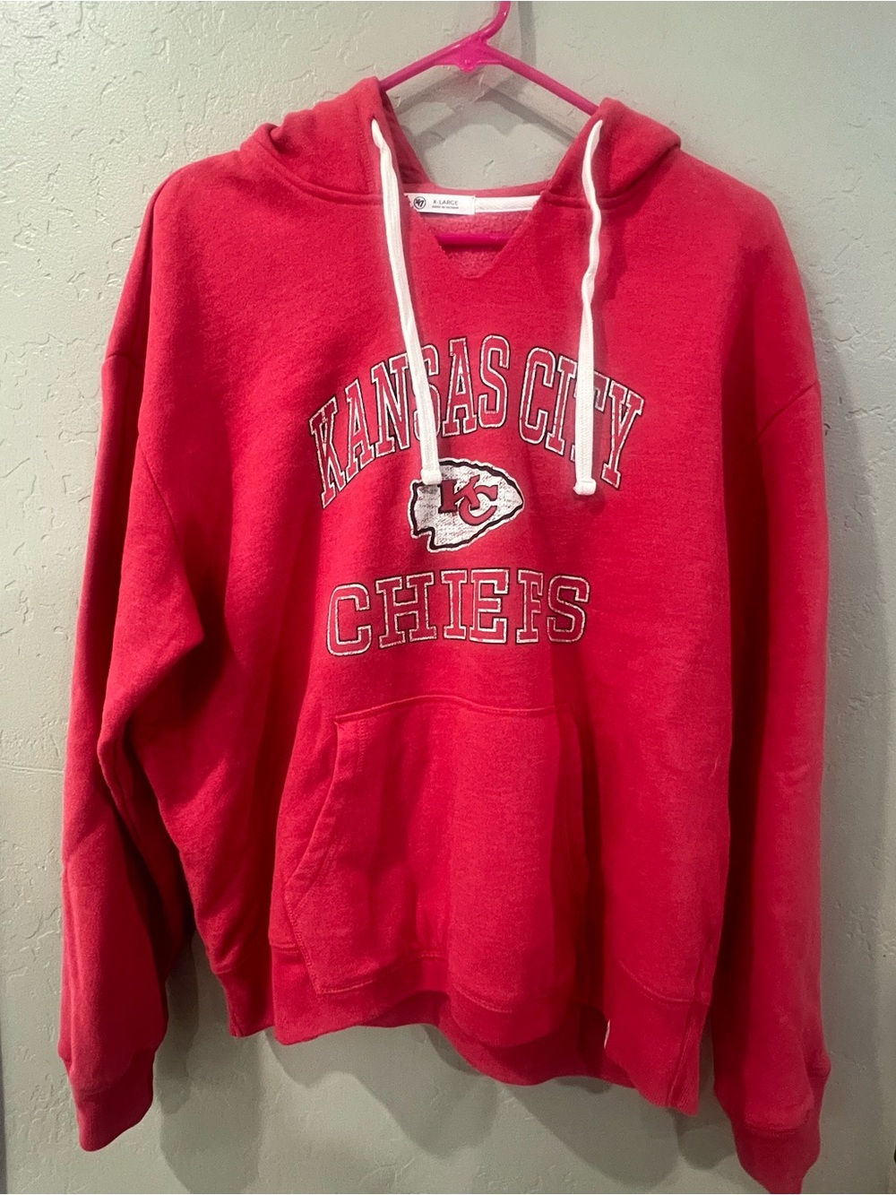 Kansas City Chiefs ‘47 Sideline Hoodie Sweatshirt Women’s XL Distressed Vintage